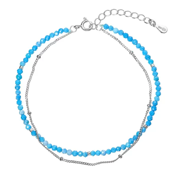 Stříbrný dvojitý náramek s barvenými howlity 13114.3