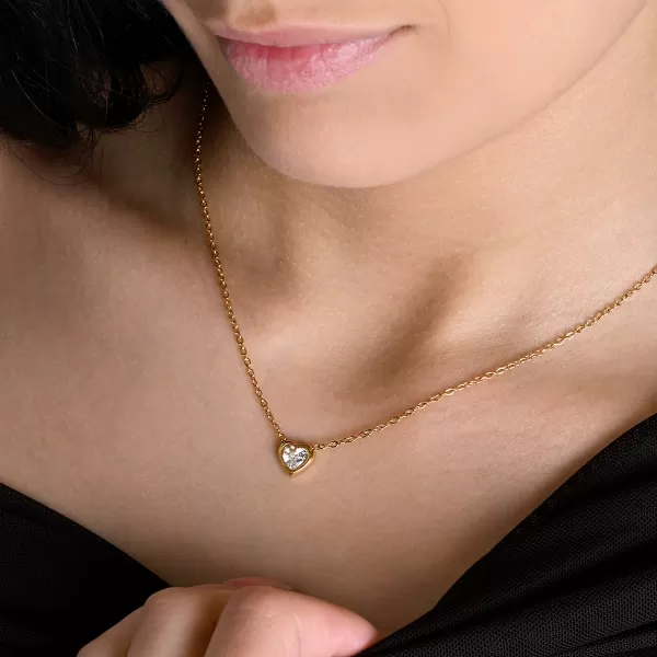 Náhrdelník srdce s krystalem 42048.1 gold