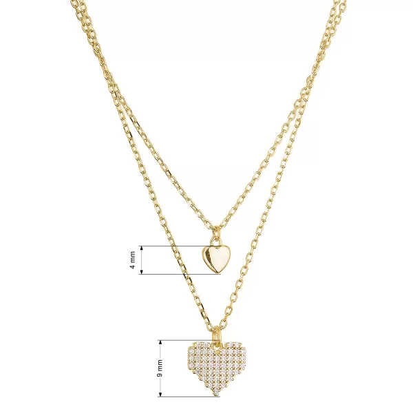 Pozlacený dvouřadý náhrdelník srdíčka 12153.1