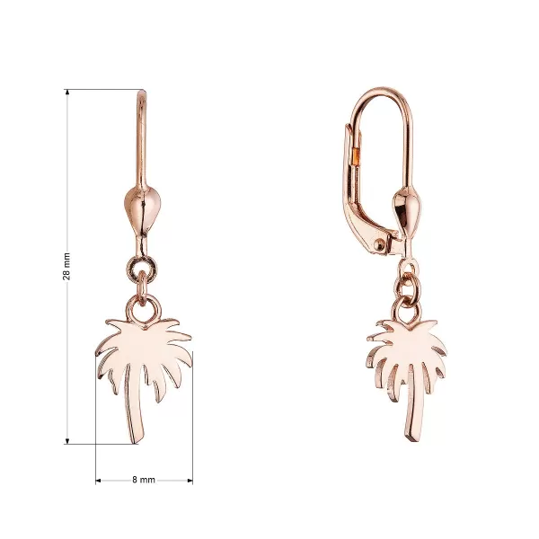Pozlacené stříbrné náušnice palmy 61131 rose gold