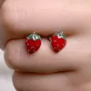 Stříbrné náušnice jahůdky 61138