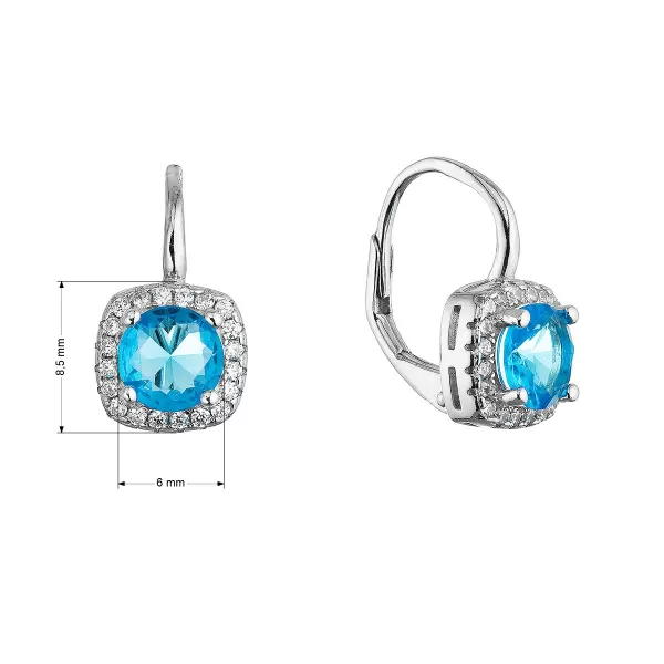 Stříbrné náušnice modré čtverečky 11634.3