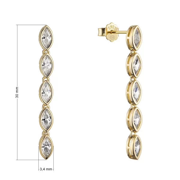Dlouhé pozlacené náušnice se zirkony 11789.1