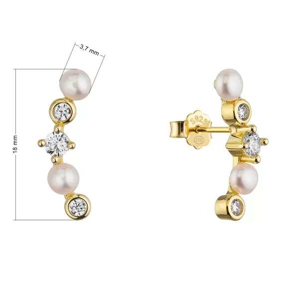 Pozlacené náušnice s říčními perlami 21124.1