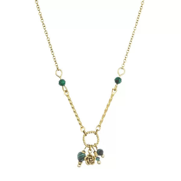Náhrdelník ocelový s africkým malachitem 42032.3