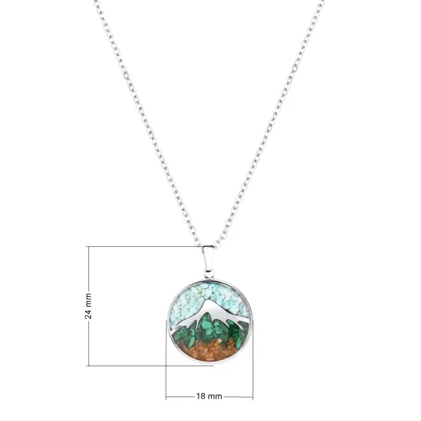 Náhrdelník hory s tyrkysem a malachitem 42040.3 ocel