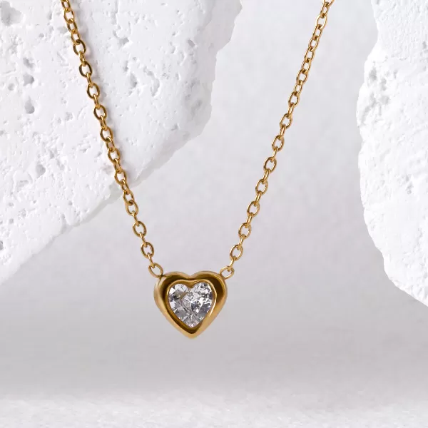Náhrdelník srdce s krystalem 42048.1 gold