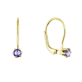 Pozlacené visací náušnice s Preciosa krystalem 31322.3 tanzanite