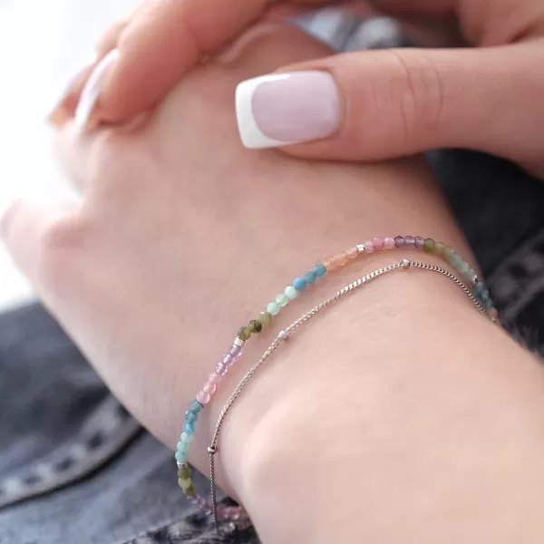 Stříbrný dvojitý náramek s barevnými kameny 13114.3