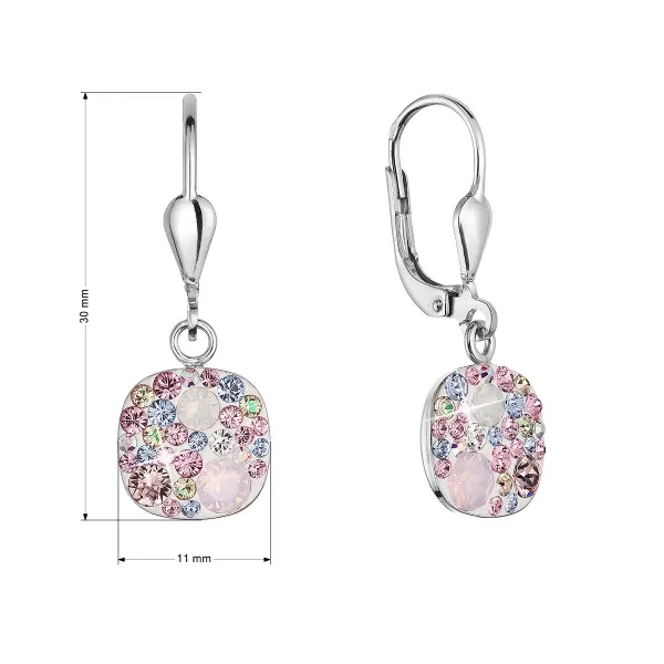 Stříbrné visací náušnice se Swarovski krystaly 31320.3 magic rose