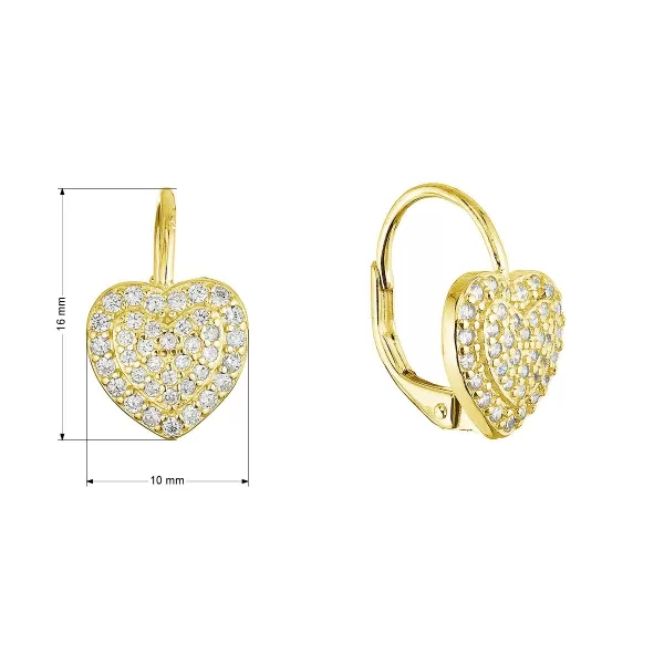 Pozlacené stříbrné náušnice třpytivé srdce 11714.1
