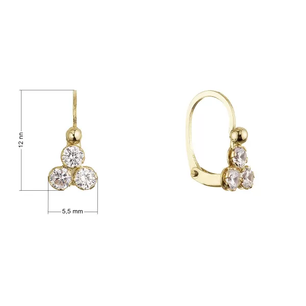 Zlaté 14 karátové náušnice se zirkony 91Z00070