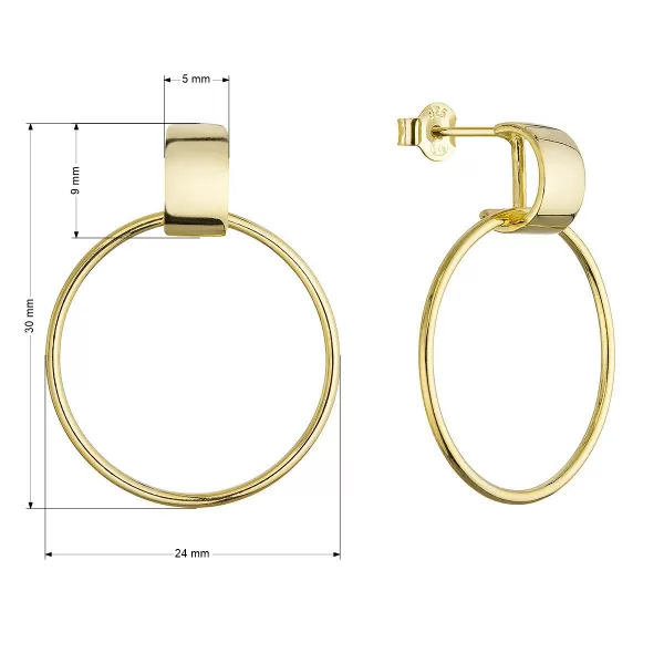 Pozlacené náušnice visací kruhy 61167