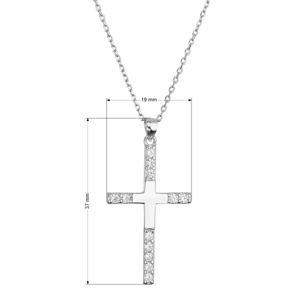 Stříbrný náhrdelník kříž se zirkony 12137.1