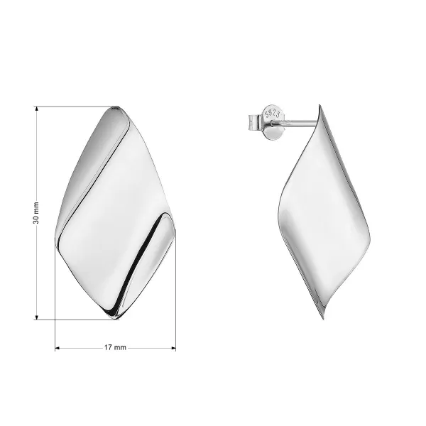 Stříbrné náušnice lesklé kosočtverce 61082