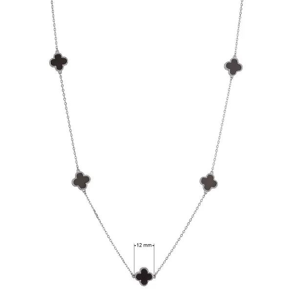 Stříbrný náhrdelník čtyřlístky pinolit 12150.3