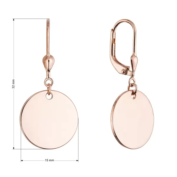 Pozlacené stříbrné náušnice placičky velké 61135 rose gold