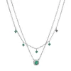Stříbrný náhrdelník dvojitý se zelenými zirkony 12186.3 emerald