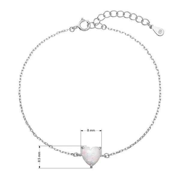 Stříbrný náramek se syntetickým opálem bílé srdce 13088.1 white