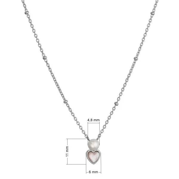Stříbrný náhrdelník s říční perlou srdíčko 22055.1