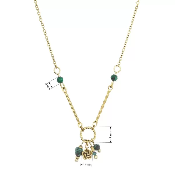 Náhrdelník ocelový s africkým malachitem 42032.3