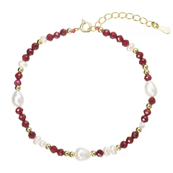 Pozlacený náramek s perlami a granáty 13113.3