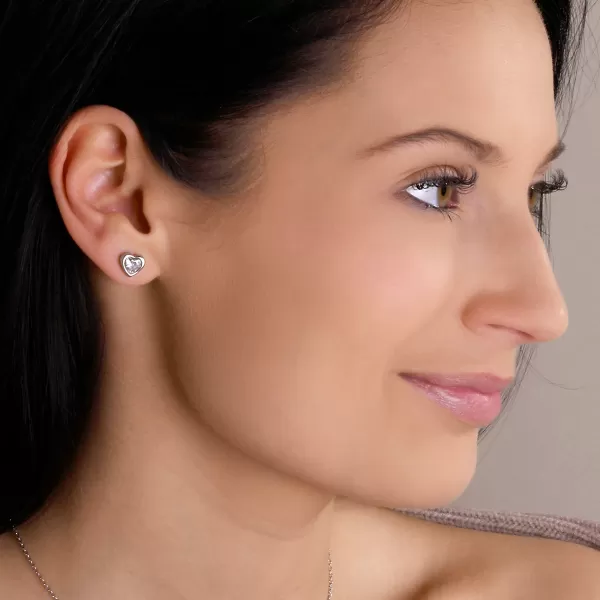 Náušnice srdíčka s krystalem 41029.1