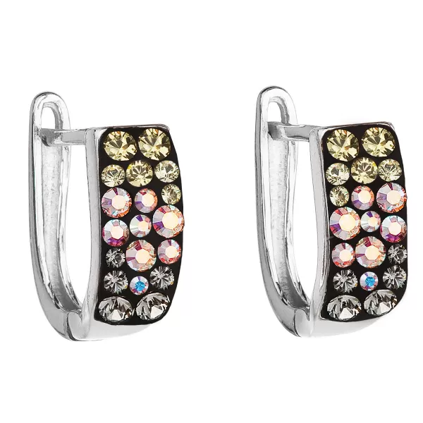 Stříbrné náušnice s krystaly Swarovski půlkruh 31123.3 moonlight