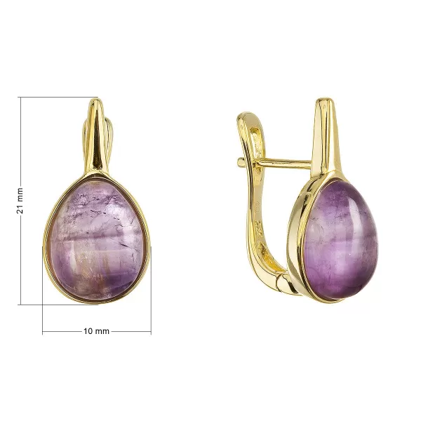 Pozlacené náušnice kapky s pravým ametystem 11730.3