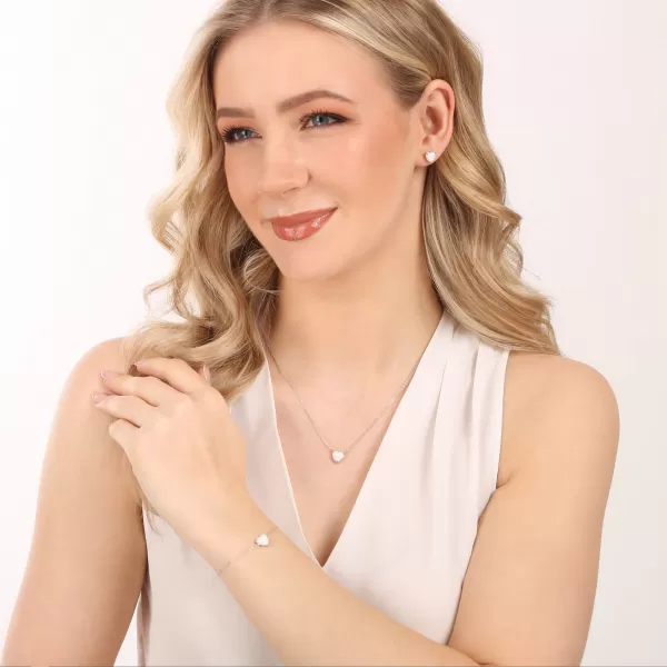 Náhrdelník se syntetickým bílým opálem srdce 12147.1 white