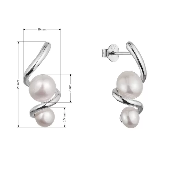 Stříbrné náušnice spirála se dvěma říčními perlami 21109.1