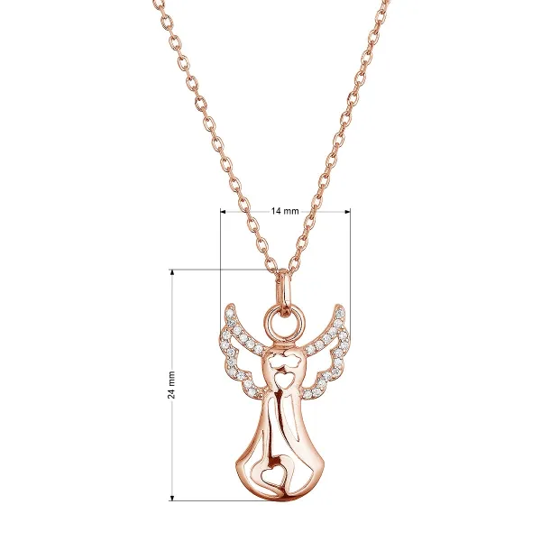 Pozlacený stříbrný náhrdelník anděl 12122.1 rose gold