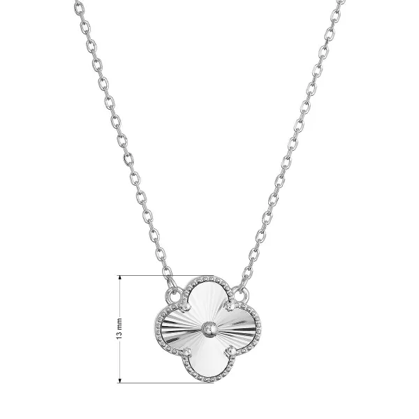 Stříbrný náhrdelník vzorovaný čtyřlístek 62045