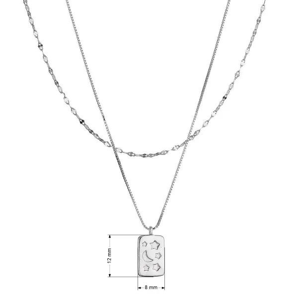 Stříbrný dvojitý náhrdelník s bílou perletí 12155.1
