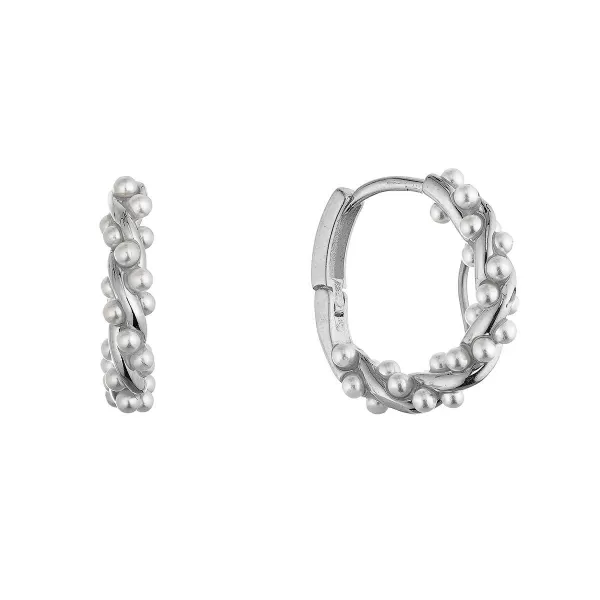 Stříbrné kruhy s perličkami 11810.1