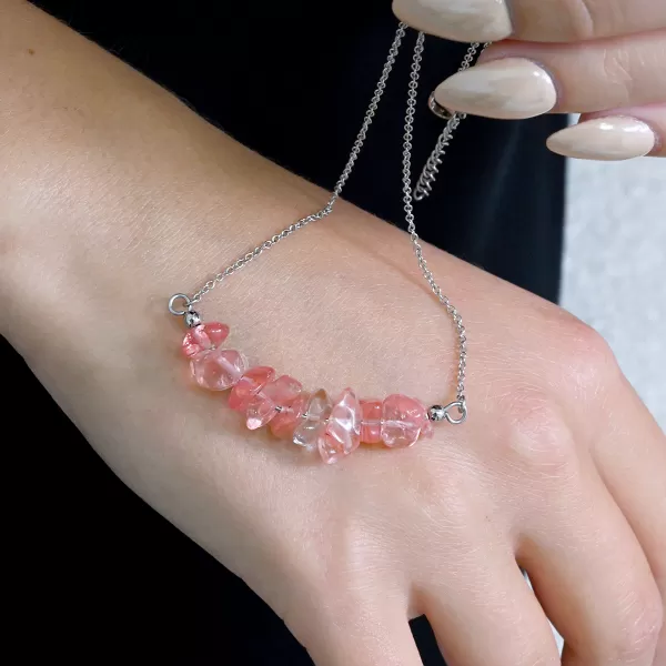 Náhrdelník s kamenem červený achát 42037.3 ocel