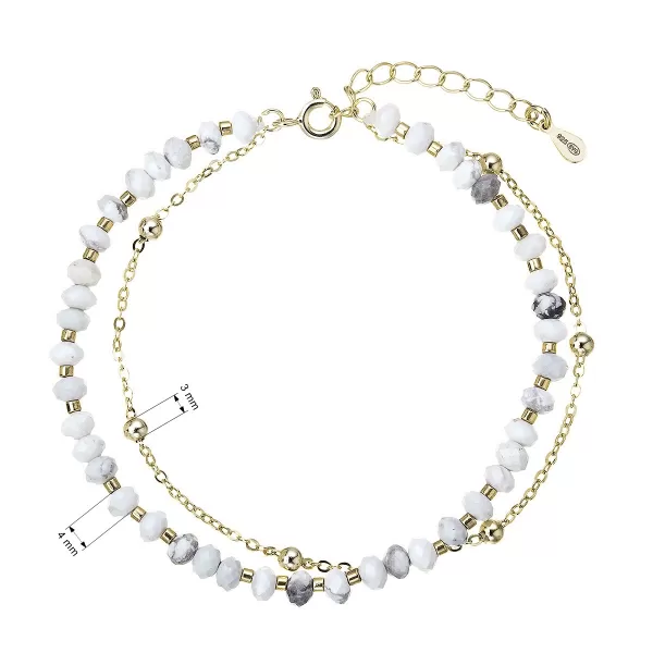 Pozlacený dvojitý náramek s bílými howlity 13115.1