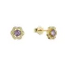 Pozlacené stříbrné náušnice kytičky s fialovým zirkonem 11702.3 amethyst