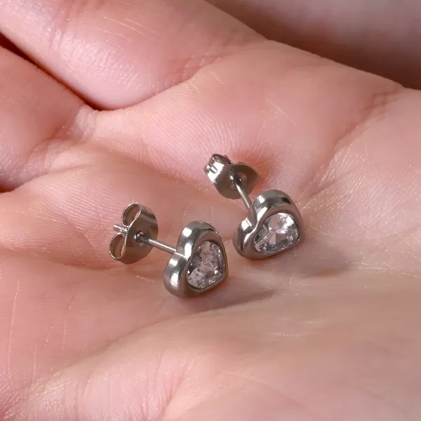 Náušnice srdíčka s krystalem 41029.1