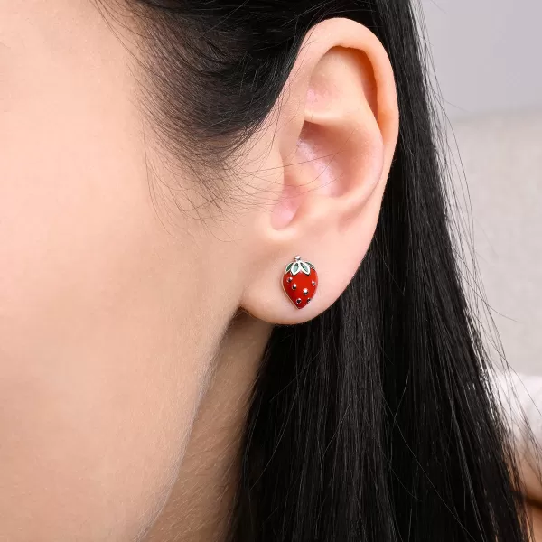 Stříbrné náušnice jahůdky 61138