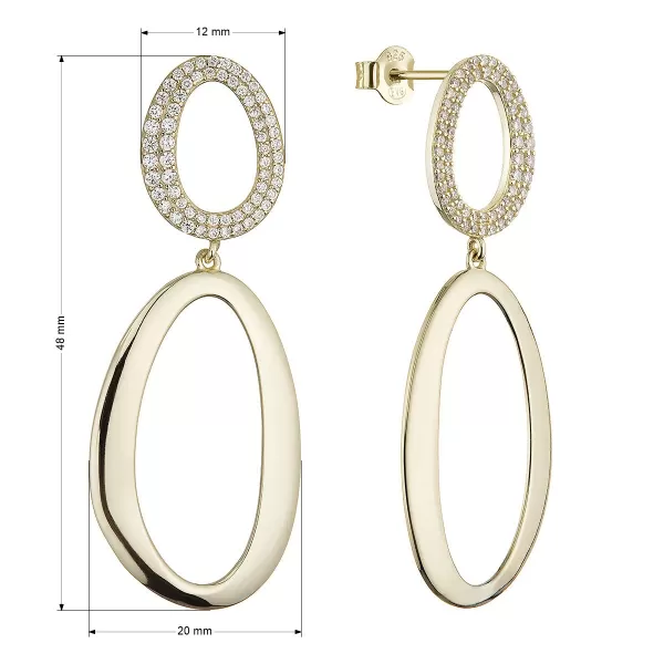 Pozlacené dlouhé náušnice oválky 11787.1