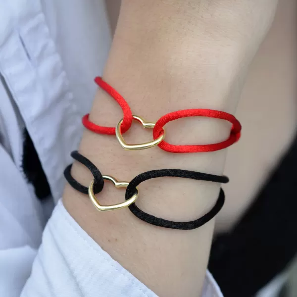 Kabbalah náramek s pozlaceným srdcem 13093.3 black