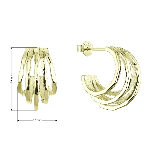 Pozlacené stříbrné náušnice pět vlnitých kruhů 61081