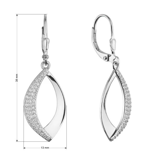 Stříbrné visací náušnice slzy 11697.1