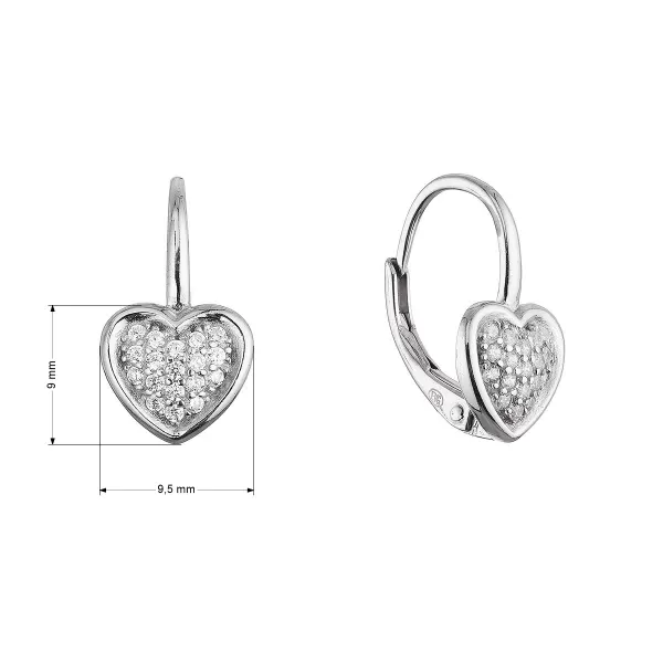 Stříbrné visací náušnice srdíčka 11647.1