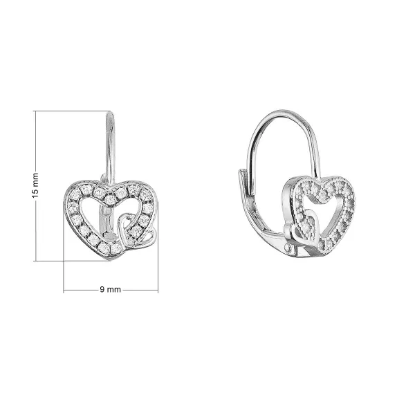 Stříbrné náušnice propletená srdíčka 11718.1