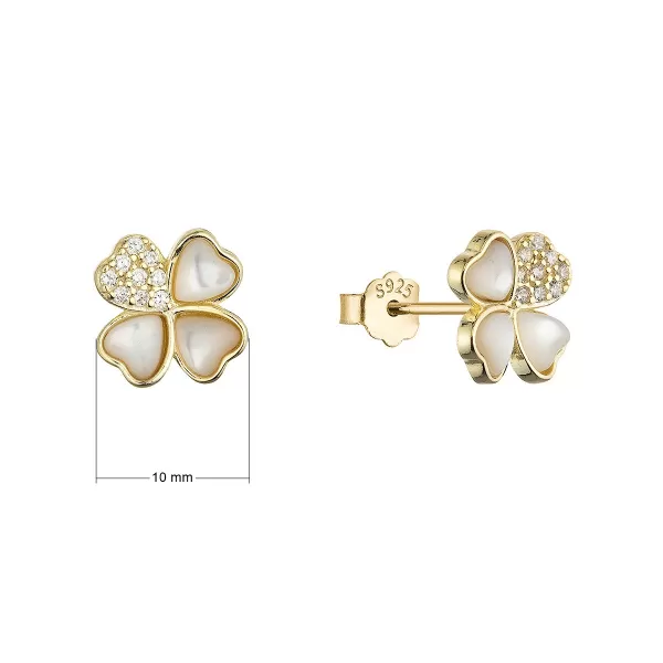 Pozlacené náušnice perleťové čtyřlístky 11800.1