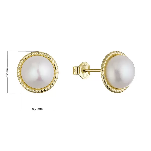 Pozlacené náušnice s říční perlou 21115.1