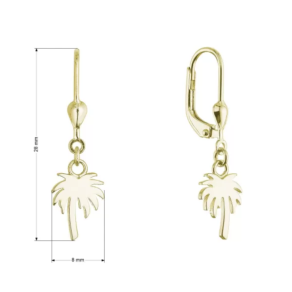 Pozlacené stříbrné náušnice palmy 61131