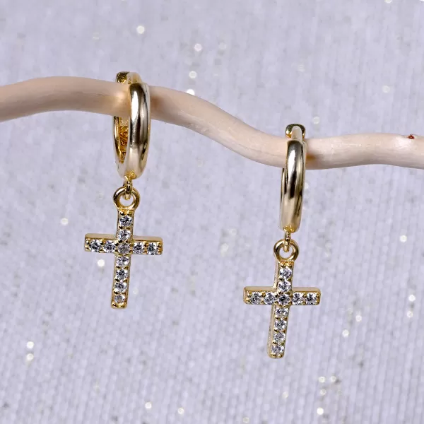 Pozlacené kroužky se zavěšeným křížkem 11778.1